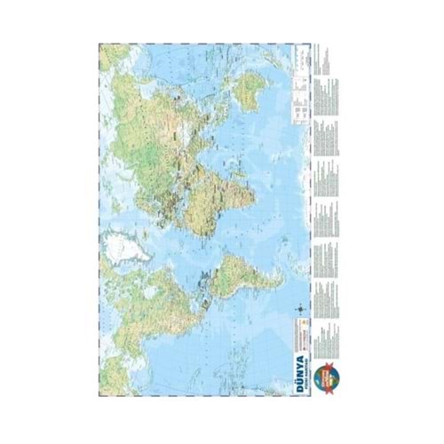 Mepmedya Dünya Siyasi-Fiziki Haritası 50x70