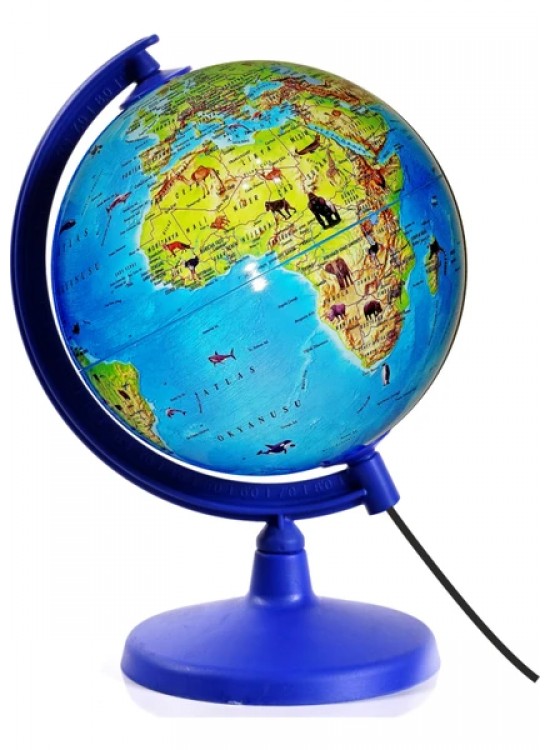 20 Cm Işıklı Yerküre Hayvanlı