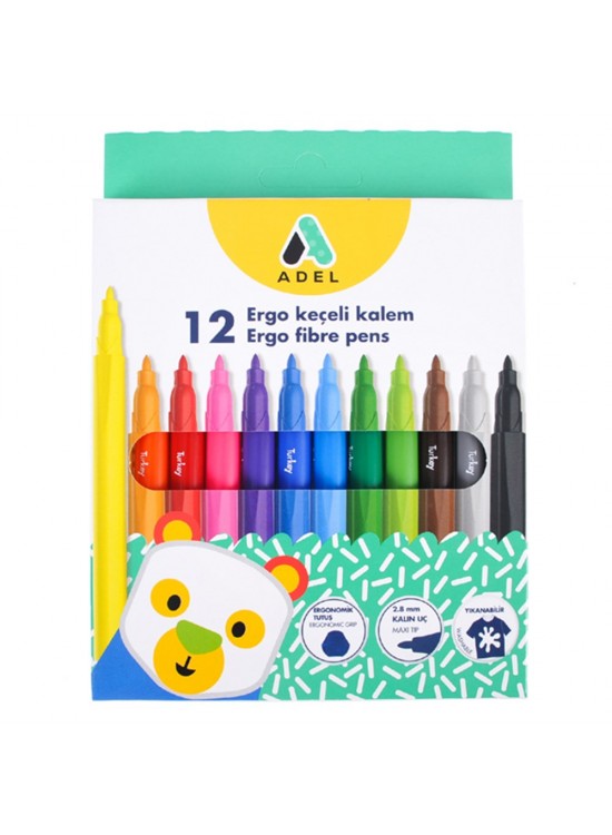 Adel Keçeli Kalem 12 Renk Ergo Yıkanabilir 2220 225000
