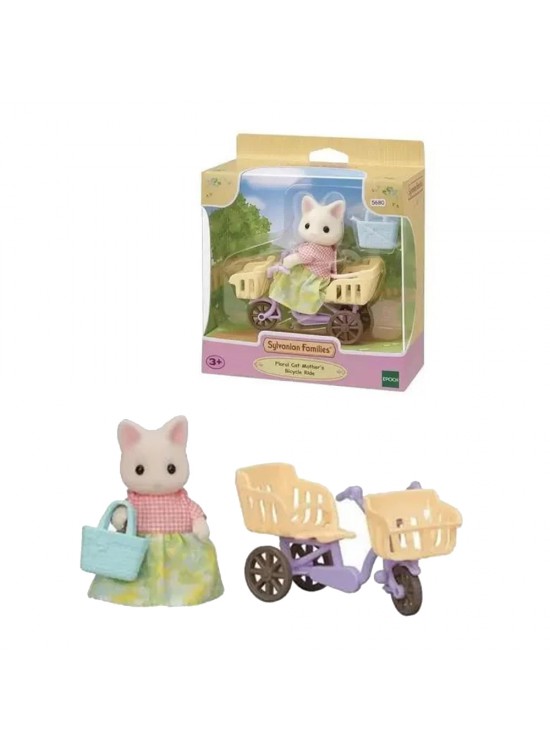 Adore Oyuncak sylvanian families Çiçekli Kedi Anne Ve Bisiklet ESE5680