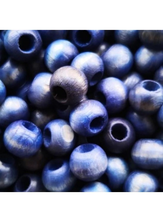 Ahşap Boncuk Renkli 1Kg 10Mm Yuvarlak Lacivert