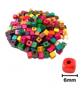 Ahşap Boncuk Renkli 1Kg 6Mm Kare B4108