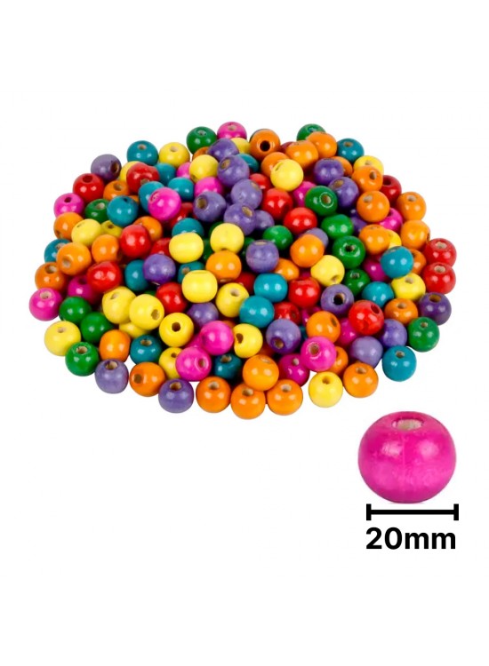 Ahşap Boncuk Renkli 20Mm Yuvarlak 50 Li