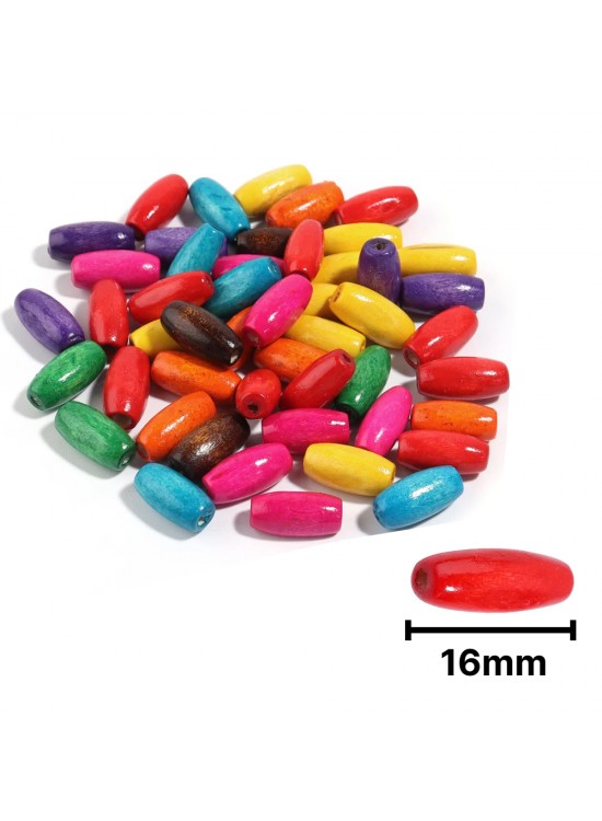 Ahşap Boncuk Renkli Askılı 16Mm Oval B6200
