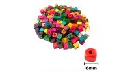Ahşap Boncuk Renkli Askılı 6Mm Kare B6053