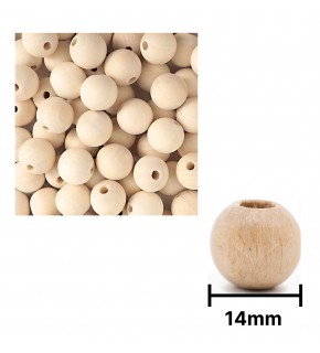 Ahşap Boncuk Sade 1Kg 14Mm Yuvarlak