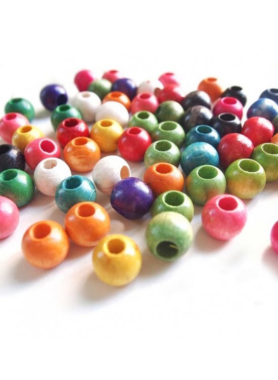 Ahşap Boncuk Sade 1Kg 17Mm Yuvarlak Vernikli