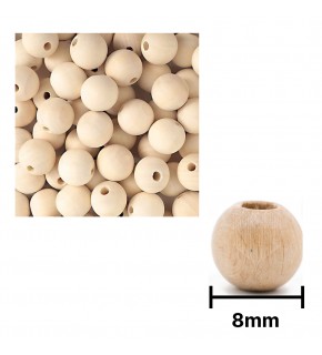 Ahşap Boncuk Sade 1Kg 8Mm Yuvarlak