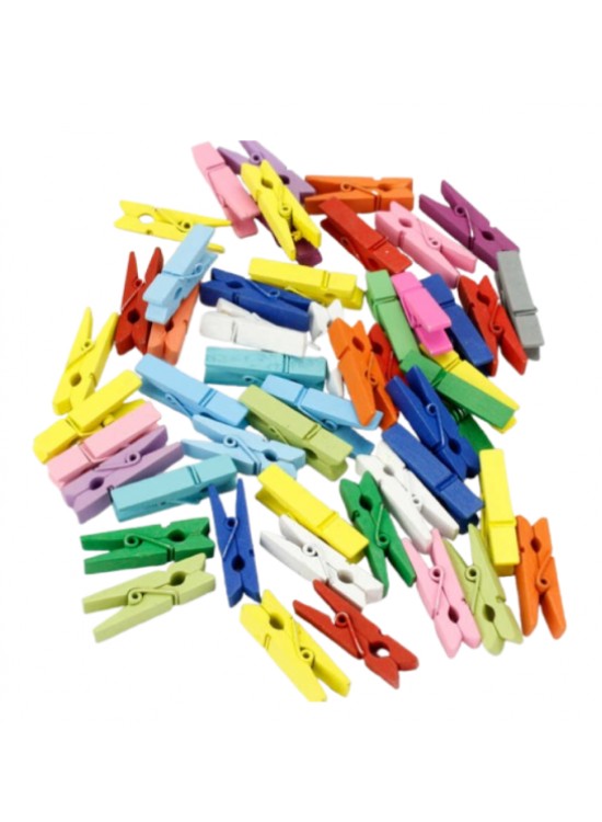 Ahşap Mandal Renkli 4.5Cm 15 Li