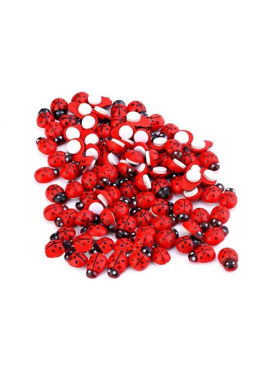 Ahşap Uğur Böceği Kırmızı Askılı 19mm 40 Lı