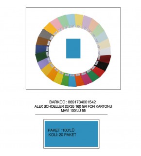 Alex Schoeller Fon Kartonu 160 GR 25x35 55 Mavi (1 Adet)