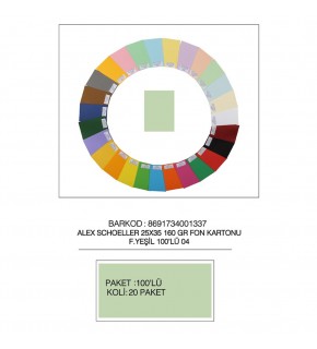 Alex Schoeller Fon Kartonu 25x35 No:04 F.Yeşili 100 Lü