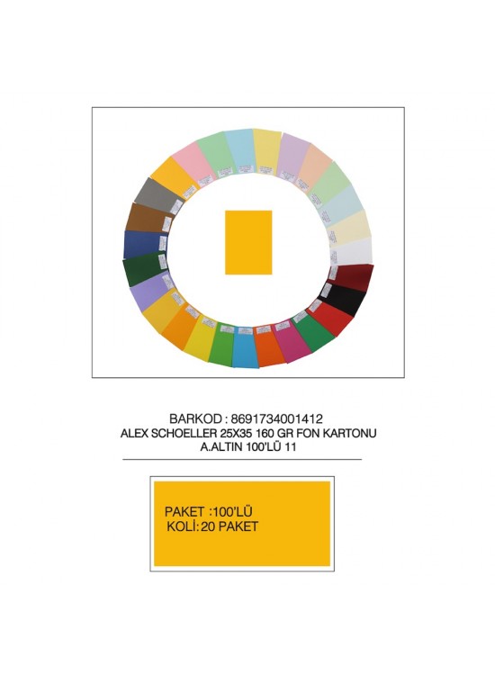 Alex Schoeller Fon Kartonu 25x35 No:11 A.Altın 100 Lü