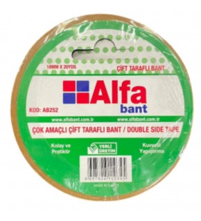Alfa Çift Taraflı Bant 18mmx20Yr AB252