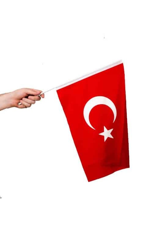 Alpaka Saplı Sallama Türk Bayrak 50X75 (1 Adet)