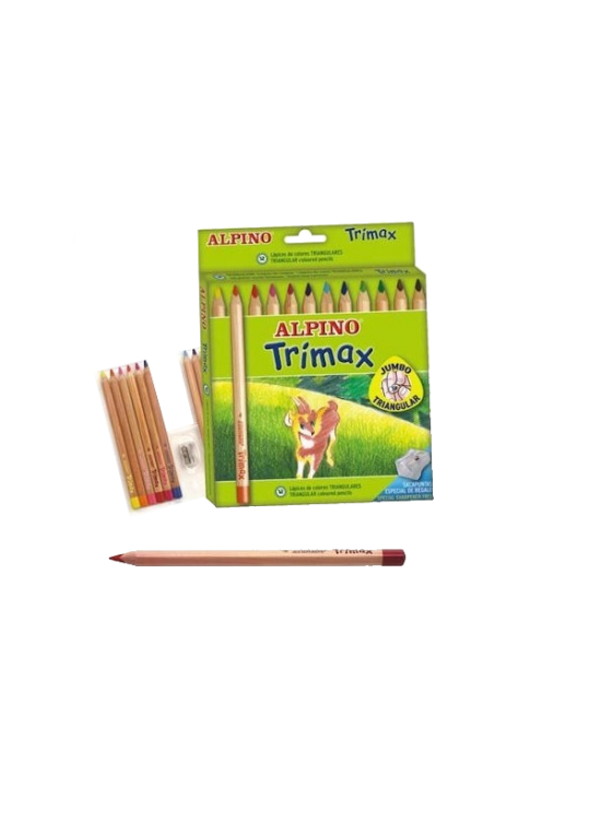 Alpino Kuru Boya Trimax Karton Kutu Jumbo Tam Boy Üçgen 12 Lİ AL000113