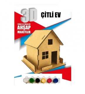 Alsa 3D Ahşap Maket Yap Boya Çitli Ev