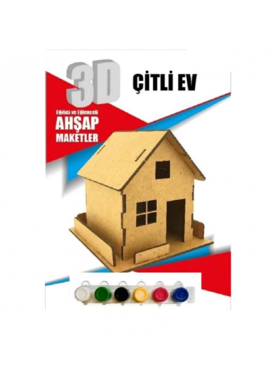 Alsa 3D Ahşap Maket Yap Boya Çitli Ev