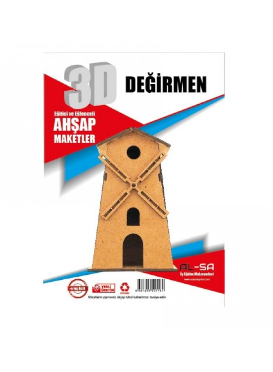 Alsa 3D Ahşap Maket Yap Boya Değirmen
