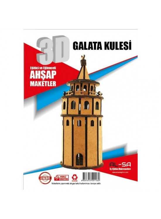 Alsa 3D Ahşap Maket Yap Boya Galata Kulesi
