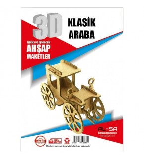 Alsa 3D Ahşap Maket Yap Boya Klasik Araba