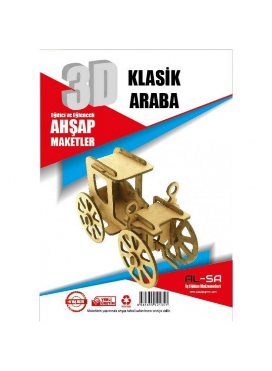 Alsa 3D Ahşap Maket Yap Boya Klasik Araba