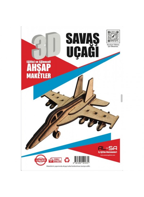 Alsa 3D Ahşap Maket Yap Boya Savaş Uçağı