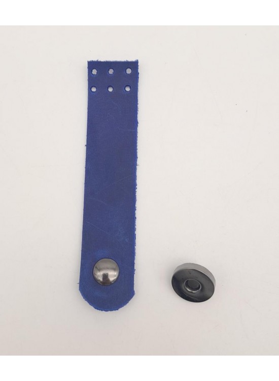 Çanta Aksesuar 11x2.3 cm Crazy Oil Saks Mavi Gerçek Deri Düz Çanta Kapağı Füme Metalli