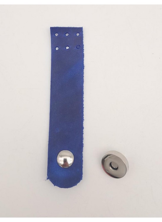 Çanta Aksesuar 11x2.3 cm Crazy Oil Saks Mavi Gerçek Deri Düz Çanta Kapağı Gümüş Metalli