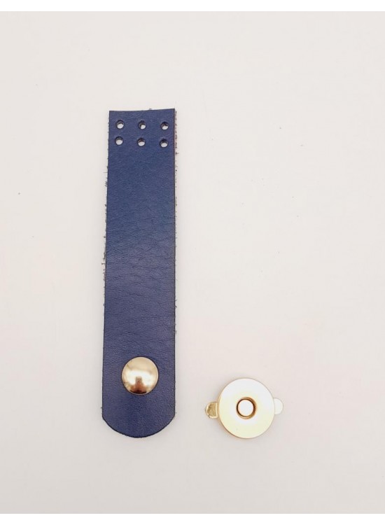 Çanta Aksesuar 11x2.3 cm Lacivert Gerçek Deri Düz Çanta Kapağı Light Gold Metalli