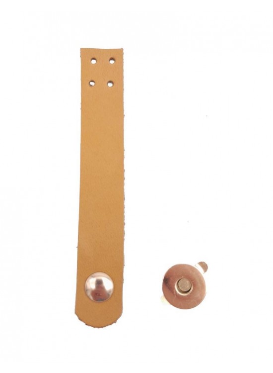 Çanta Aksesuar 11x2 cm Açık Taba Gerçek Deri Düz Çanta Kapağı Light Gold Metalli