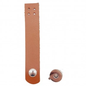 Çanta Aksesuar 11x2 cm Gerçek Deri Taba Renk Çanta Kapağı Gümüş Metalli