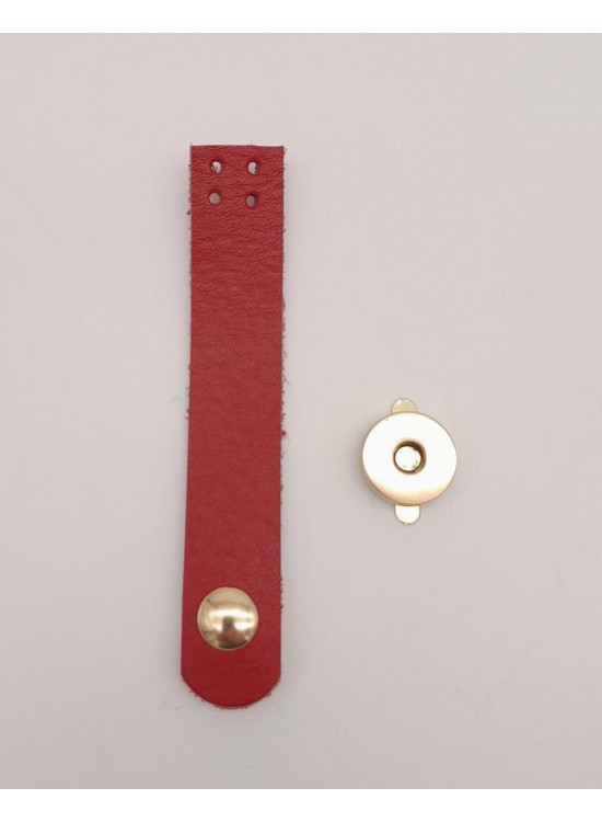 Çanta Aksesuar 11x2 cm Kırmızı Gerçek Deri Düz Çanta Kapağı Light Gold Metalli