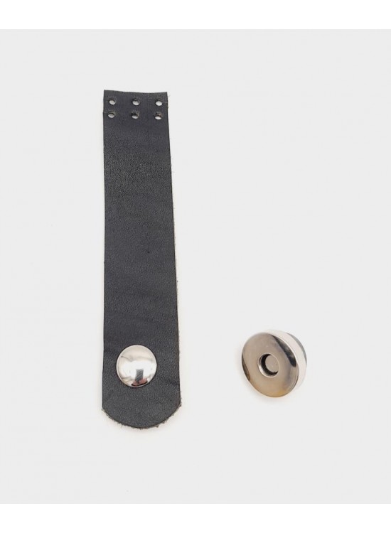Çanta Aksesuar 11x2 cm Siyah Gerçek Deri Düz Çanta Kapağı Gümüş Metalli