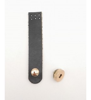 Çanta Aksesuar 11x2 cm Siyah Gerçek Deri Düz Çanta Kapağı Light Gold Metalli