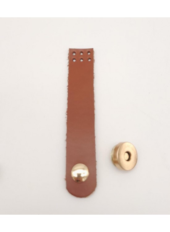 Çanta Aksesuar 11x2 cm Taba Gerçek Deri Düz Çanta Kapağı Light Gold Metalli