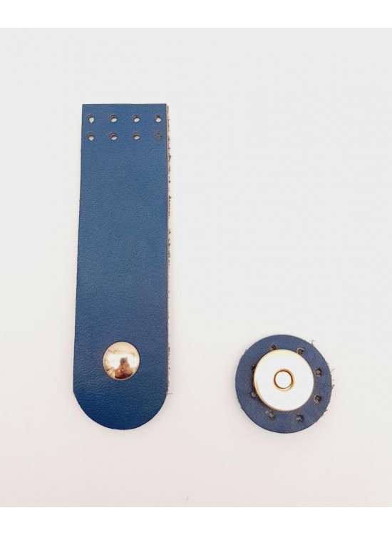 Çanta Aksesuar 11x3 cm Lacivert Gerçek Deri Düz Çanta Kapağı Light Gold Metalli