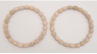 Çanta Aksesuar 12 cm Oval Ahşap Boncuklu Bilezik Model Ham Ahşap Çift Sap