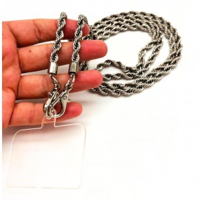 Çanta Aksesuar 120 cm Gümüş Renk  Burgulu Zincir Telefon Aksesuarı, Telefon Zinciri, Telefon Askısı, Telefon Boyun Askısı, Tüm Telefon Kılıfları İçin Uygundur (Kılıf Değildir)