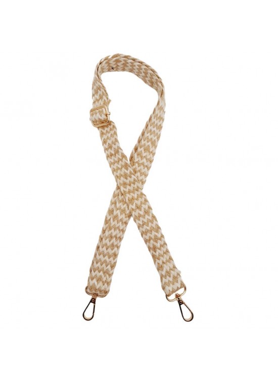 Çanta Aksesuar 120x3 cm Jüt Kolon Çanta Sapı Bej Çizgili Light Gold Metalli