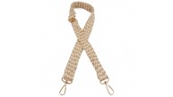 Çanta Aksesuar 120x3 cm Jüt Kolon Çanta Sapı Bej Çizgili Light Gold Metalli