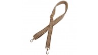 Çanta Aksesuar 120x3 cm Polyester Kolon Çanta Sapı Bej Renk Kahve Şeritli Light Gold Metalli