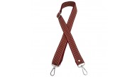 Çanta Aksesuar 120x3 cm Polyester Kolon Çanta Sapı Bordo Renk Bej Şeritli Gümüş Metalli