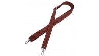 Çanta Aksesuar 120x3 cm Polyester Kolon Çanta Sapı Bordo Renk Bej Şeritli Gümüş Metalli