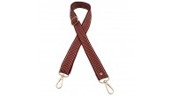 Çanta Aksesuar 120x3 cm Polyester Kolon Çanta Sapı Bordo Renk Bej Şeritli Light Gold Metalli