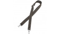 Çanta Aksesuar 120x3 cm Polyester Kolon Çanta Sapı Koyu Kahve Renk Bej Şeritli Gümüş Metalli