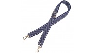 Çanta Aksesuar 120x3 cm Polyester Kolon Çanta Sapı Lacivert Renk Beyaz Şeritli Light Gold Metalli