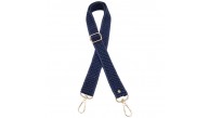 Çanta Aksesuar 120x3 cm Polyester Kolon Çanta Sapı Lacivert Renk Light Gold Metalli