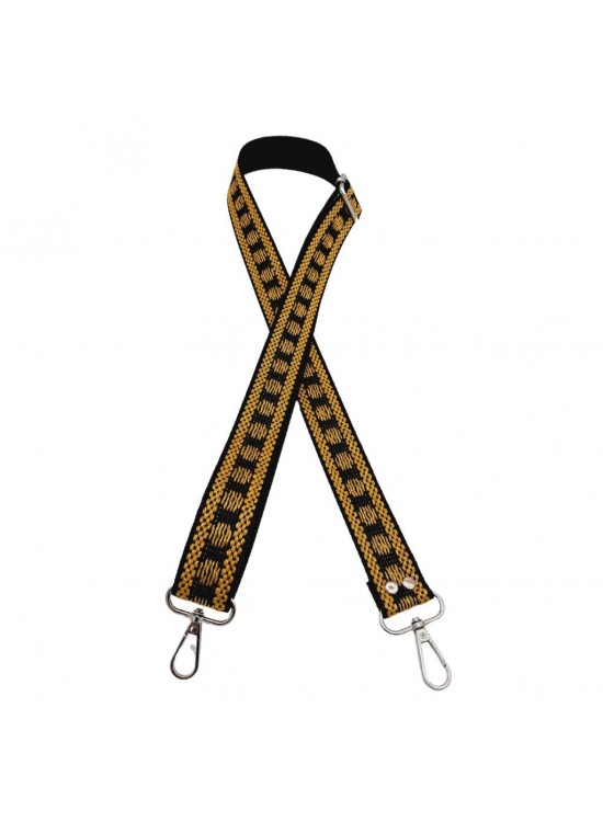 Çanta Aksesuar 120x3 cm Polyester Kolon Çanta Sapı Siyah Gold Simli Gümüş Metalli