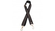 Çanta Aksesuar 120x3 cm Polyester Kolon Çanta Sapı Siyah Renk Gümüş Şeritli Light Gold Metalli